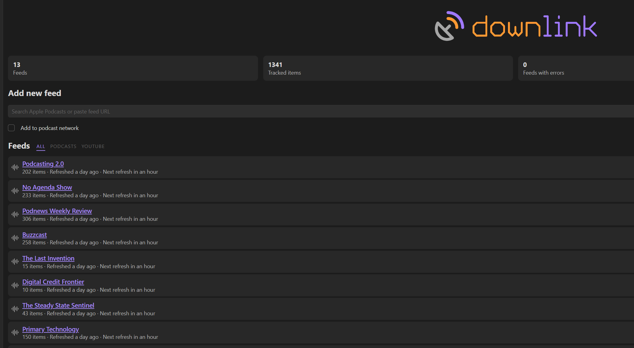 The Downlink dashboard inside Obsidian